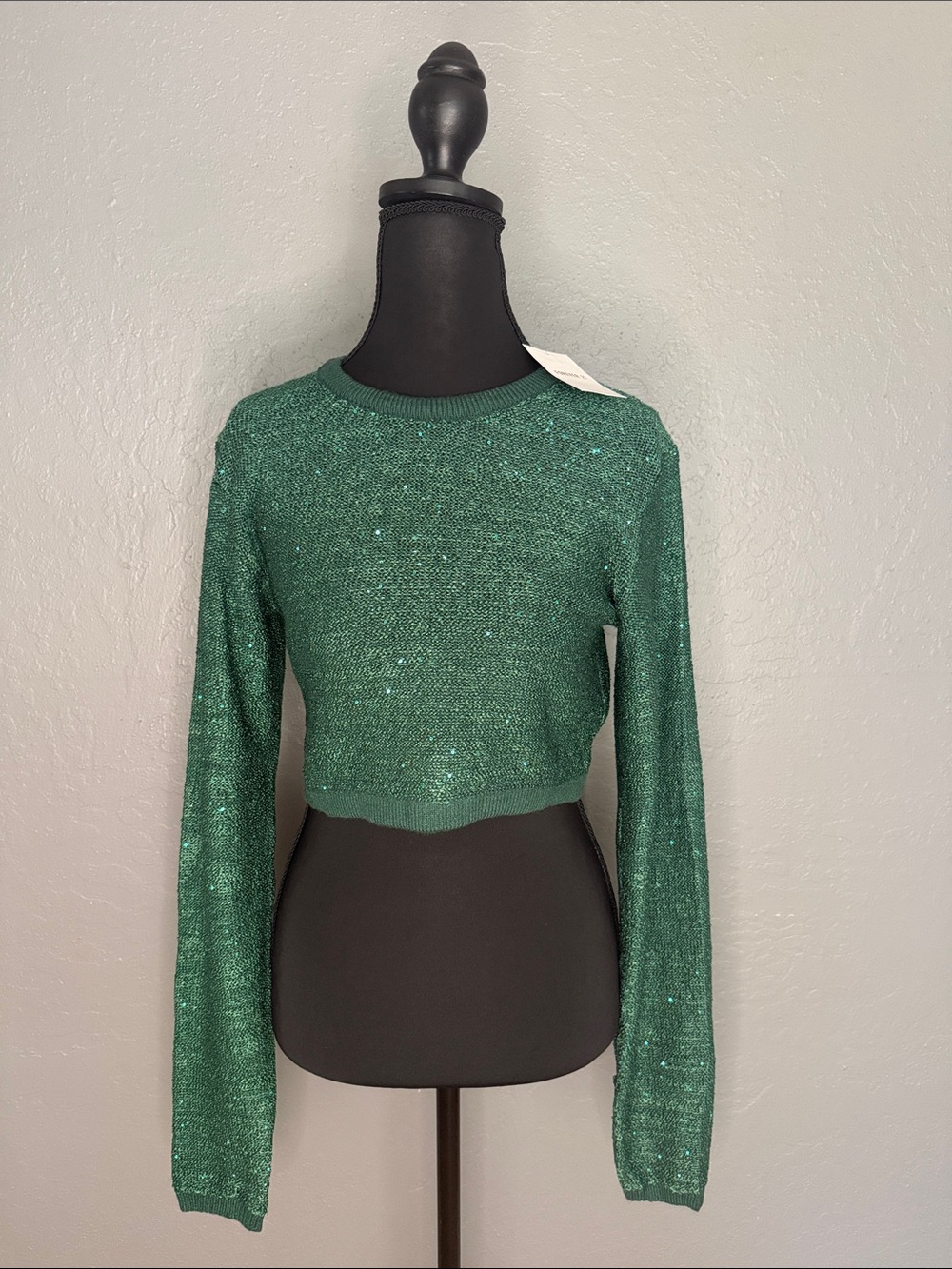 Forever 21 Green Sequin Crop Sweater